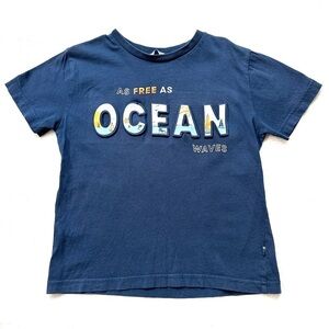 ⭐️ 5 for $25 AS FREE AS OCEAN WAVES Navy Short Sleeve Top Size 7